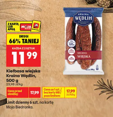 Kiełbasa wiejska Kraina Wędlin promocja w Biedronka