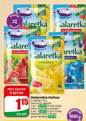 Galaretka smak truskawkowy Gellwe promocja w Dino