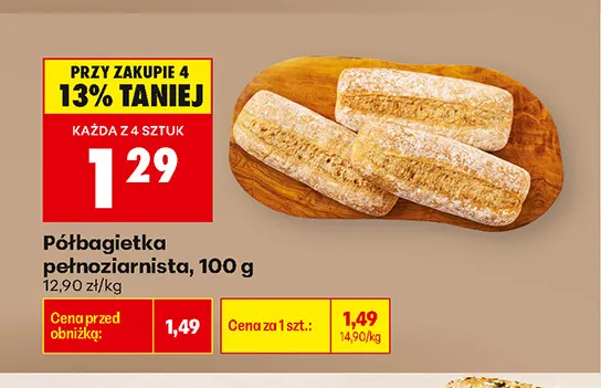 Półbagietka pełnoziarnista promocja w Biedronka