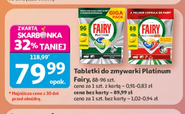Tabletki do zmywarki Platinum Fairy promocja w Auchan