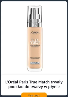 Podkład do twarzy w płynie L'Oréal Paris True Match trwały promocja w Amazon