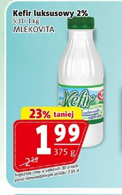 Kefir luksusowy 2% Mlekovita promocja w Prim Market