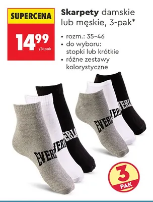Skarpety damskie lub męskie 3-pak Everlast promocja w Biedronka