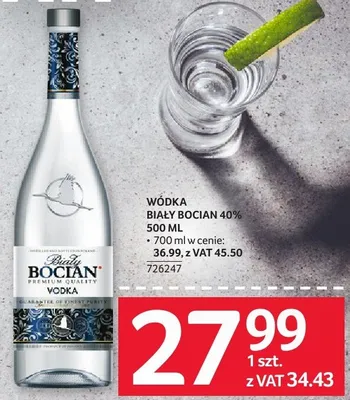 Wódka Biały Bocian 40% 500 ml promocja w Selgros