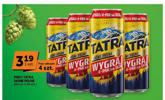 Piwo Tatra Jasne Pełne promocja w ABC