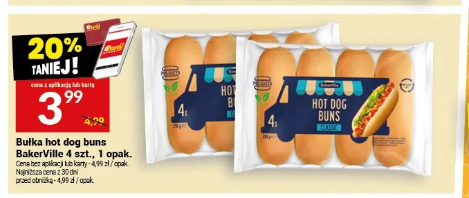 Bułka hot dog buns BakerVille 4-pak promocja w Twój Market