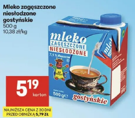 Mleko zagęszczone niesłodzone gostyńskie promocja w Delikatesy Centrum
