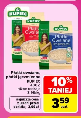 Płatki owsiane zwykłe Kupiec promocja w Carrefour