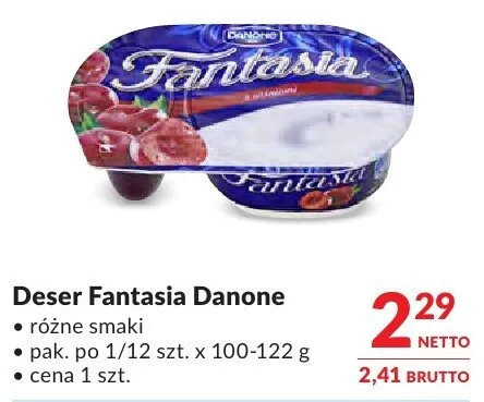 Deser Fantasia Danone różne smaki promocja w Makro