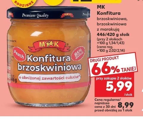 Konfitura brzoskwiniowa z marakują MK promocja w Kaufland
