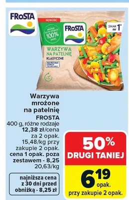 Warzywa mrożone na patelnię promocja w Carrefour