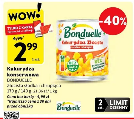 Kukurydza konserwowa Złocista słodka i chrupiąca promocja w Intermarche