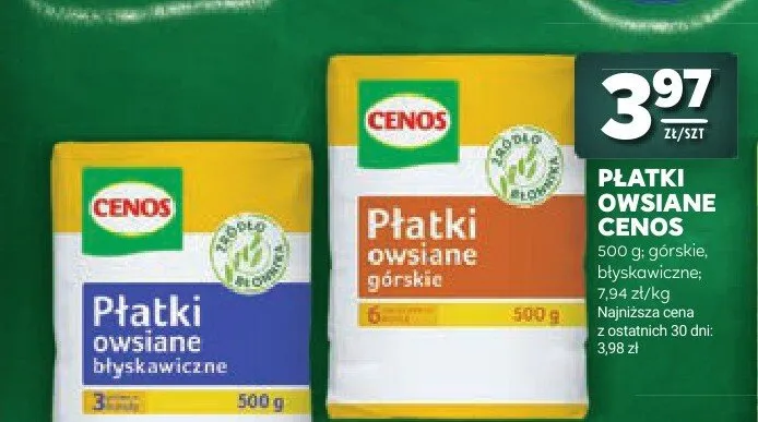 Płatki owsiane górskie Cenos promocja w Stokrotka