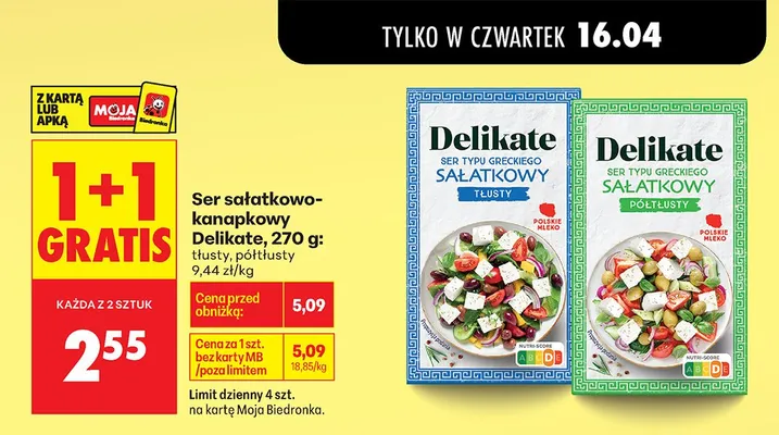 Ser sałatkowo-kanapkowy półtłusty promocja w Biedronka