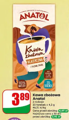 Kawa zbożowa klasyczna 2 rodzaje Anatol promocja w Dino