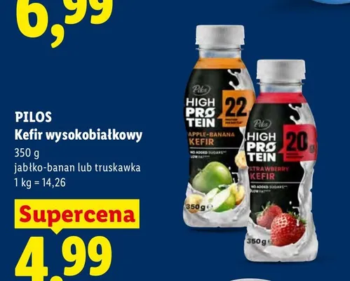 Kefir wysokobiałkowy Pilos truskawka promocja w Lidl