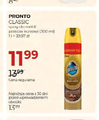 Spray do mebli przeciw kurzowi Classic Pronto promocja w Drogerie Jawa