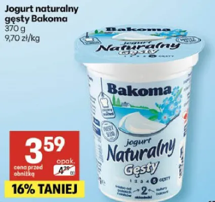 Jogurt naturalny gęsty Bakoma promocja w Delikatesy Centrum