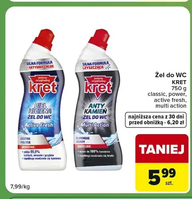 Żel do WC Kret multi action promocja w Carrefour Express
