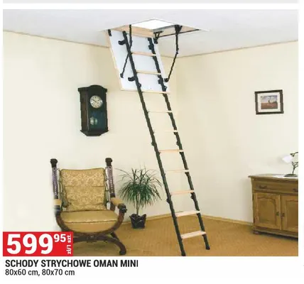 Schody strychowe Oman Mini 80x60 cm promocja w Merkury Market