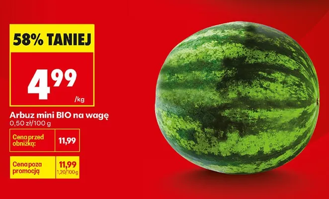 Arbuz mini BIO na wagę promocja w Biedronka
