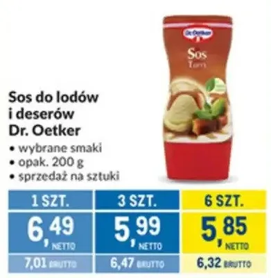 Sos do lodów i deserów Dr. Oetker promocja w Makro