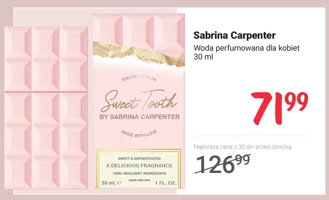 Woda perfumowana dla kobiet Sweet Tooth Sabrina Carpenter promocja w Rossmann