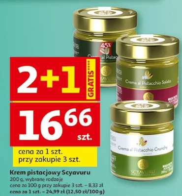 Krem pistacjowy Scyavuru, wybrane rodzaje promocja w Auchan