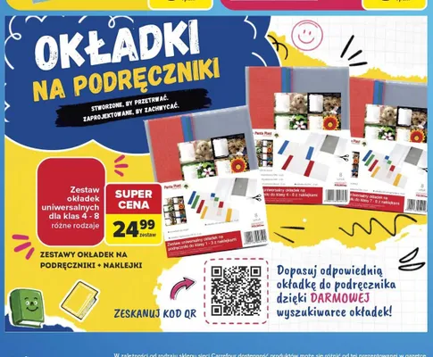 Zestaw uniwersalny okładek na podręczniki do klasy 4-6 z naklejkami Panta Plast promocja w Carrefour