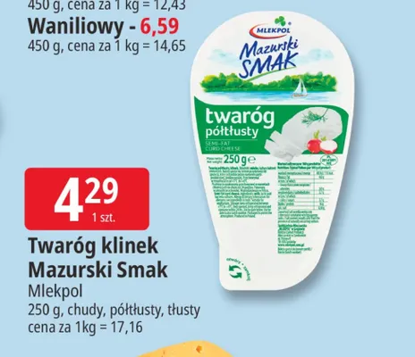 Twaróg klinek chudy Mazurski Smak promocja w Leclerc