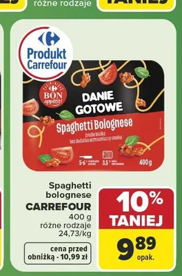 Danie gotowe Spaghetti Bolognese Carrefour promocja w Carrefour Market