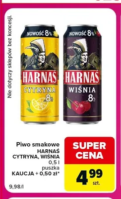 Piwo smakowe Harnaś cytryna promocja w Carrefour Express