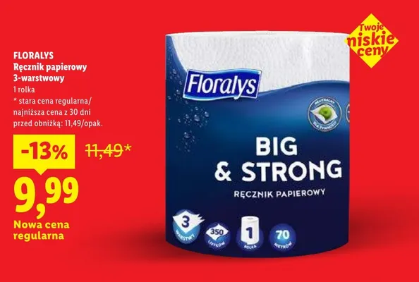 Ręcznik papierowy Floralys 3-warstwowy big & strong promocja w Lidl