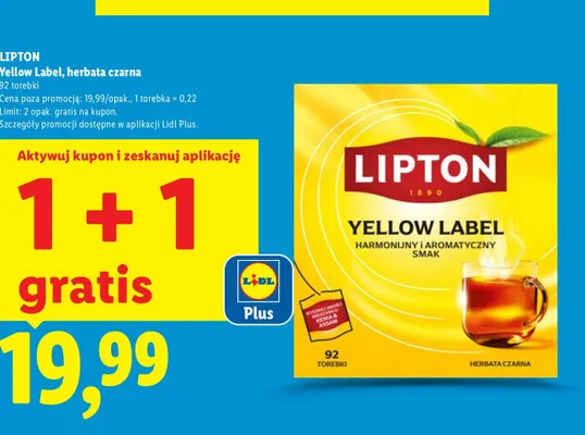 Herbata czarna Yellow Label promocja w Lidl