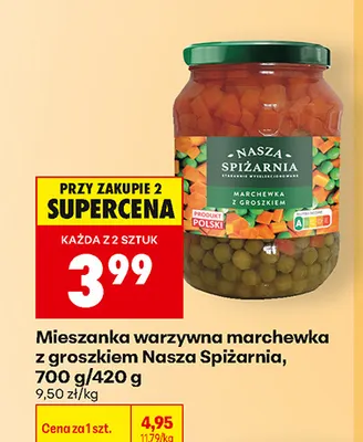 Mieszanka warzywna marchewka z groszkiem Nasza Spiżarnia promocja w Biedronka