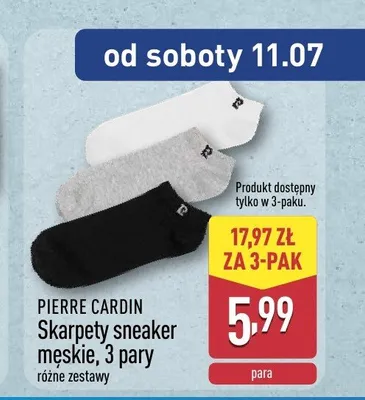 Skarpety sneaker męskie Pierre Cardin 3-pak promocja w Aldi