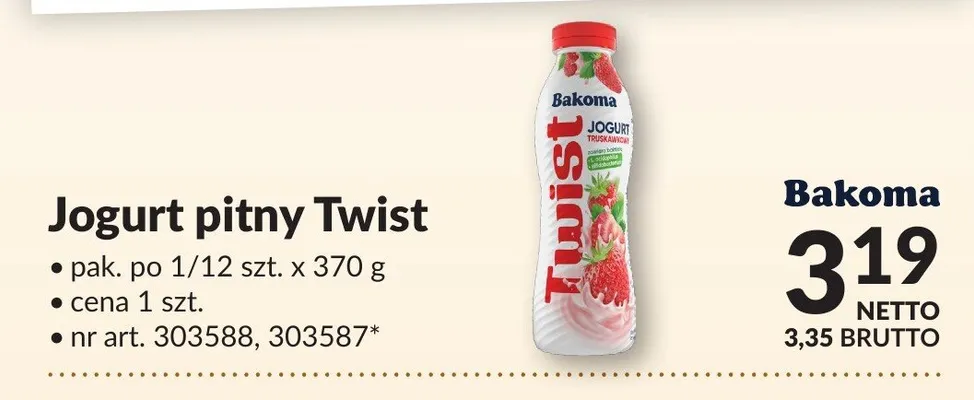 Jogurt pitny Twist Bakoma promocja w Makro