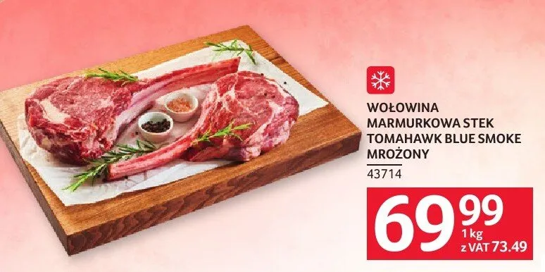 Wołowina marmurkowa stek Tomahawk Blue Smoke mrożony promocja w Selgros