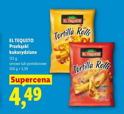 Przekąski kukurydziane EL TEQUITO serowe promocja w Lidl