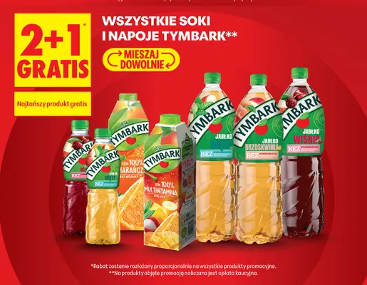 Napój jabłko-mięta Tymbark promocja w Biedronka