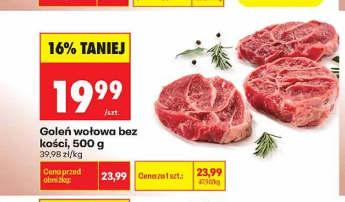 Goleń wołowa bez kości promocja w Biedronka