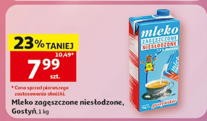 Mleko zagęszczone niesłodzone Gostyń promocja w Auchan