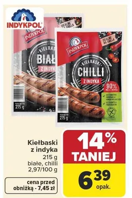 Kiełbaski z indyka białe Indykpol promocja w Carrefour Market