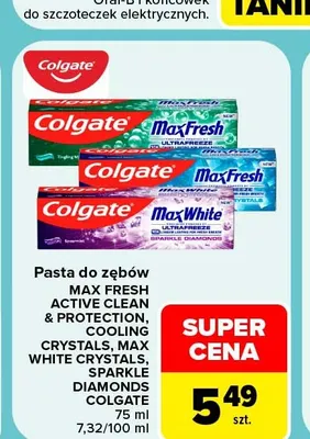 Pasta do zębów Max Fresh Active Clean & Protection Colgate promocja w Carrefour Market