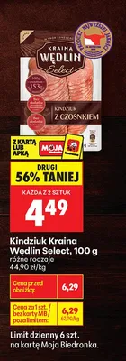 Kindziuk z czosnkiem Kraina Wędlin Select promocja w Biedronka