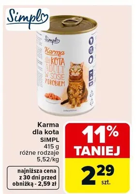 Karma dla kota różne rodzaje promocja w Carrefour Market