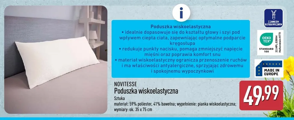 Poduszka wiskoelastyczna promocja w Aldi