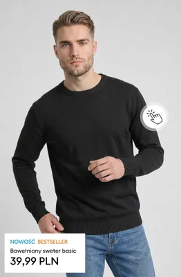 Bawełniany sweter basic promocja w Sinsay