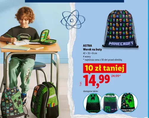 Worek na buty Astra Minecraft promocja w Lidl