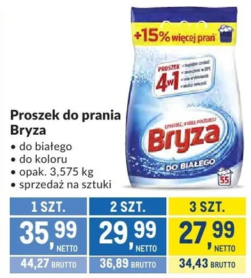Proszek do prania Bryza do białego promocja w Makro